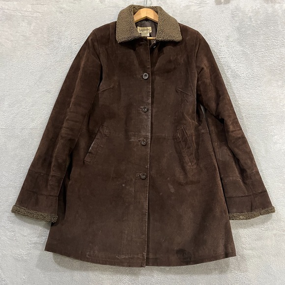 bagatelle Jackets & Blazers - Vintage Bagatelle Coat Womens Medium Brown Suede Faux Fur Quilted 90s Western